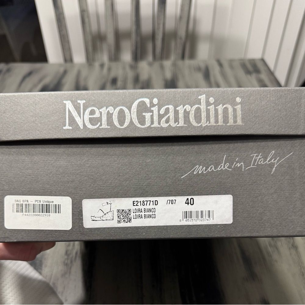 Nero Giardini Loira Bianco Textured Leather Platform Cork Ankle Strap Wedges - Picture 4 of 12